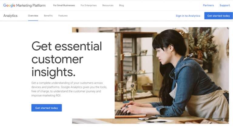 The Google Analytics Homepage