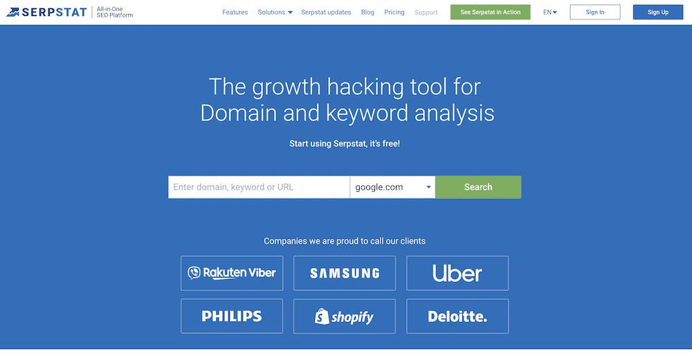 serpstat homepage
