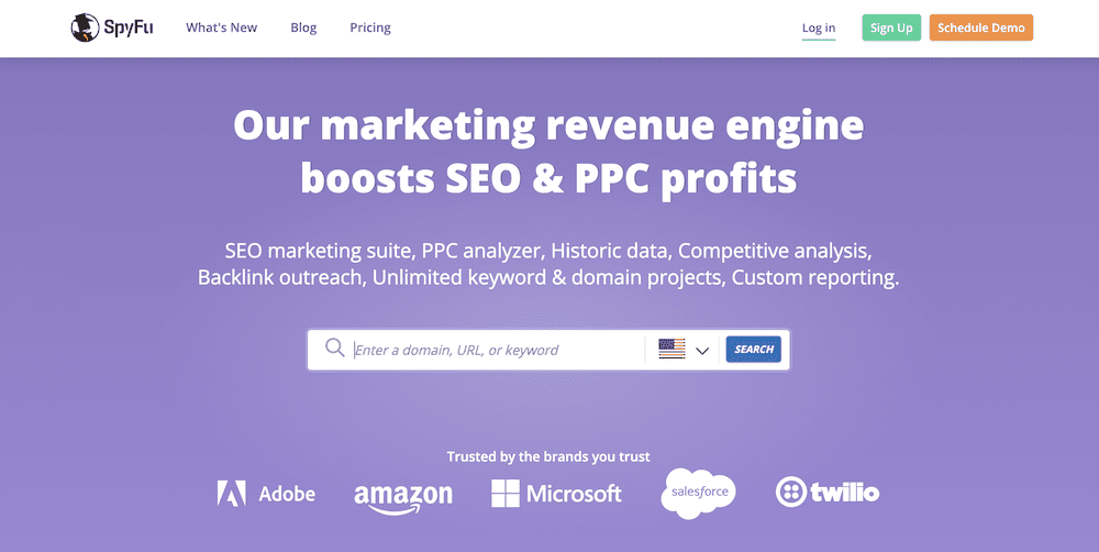 spyfu homepage