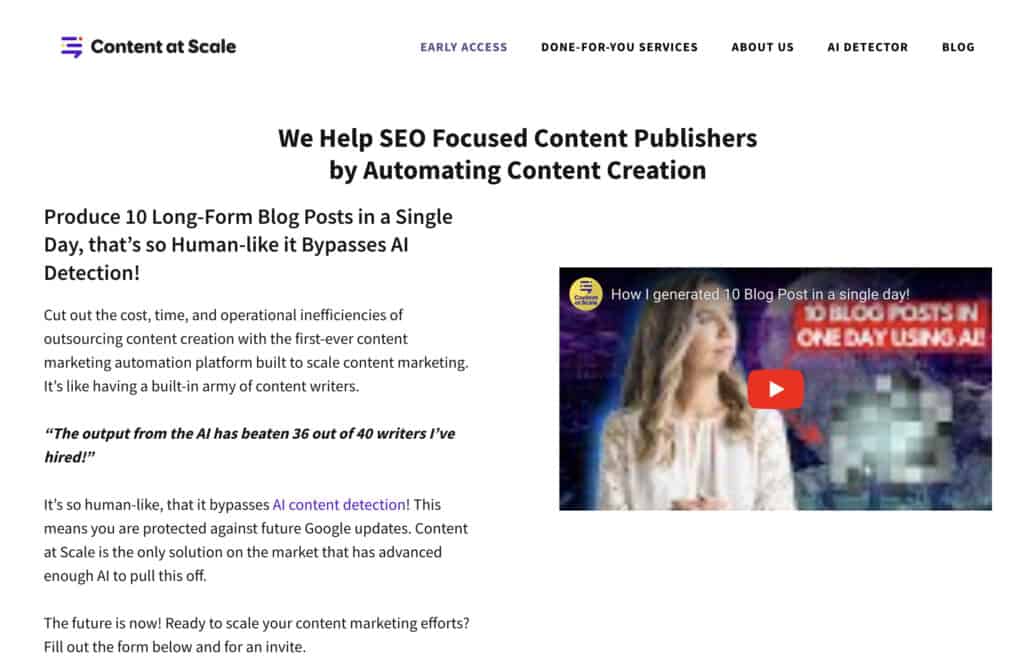 Content at Scale ai copywriter homepage