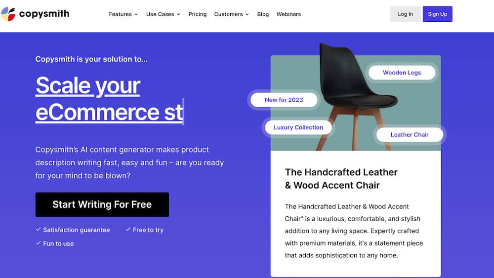 Copysmith  ai copywriter homepage