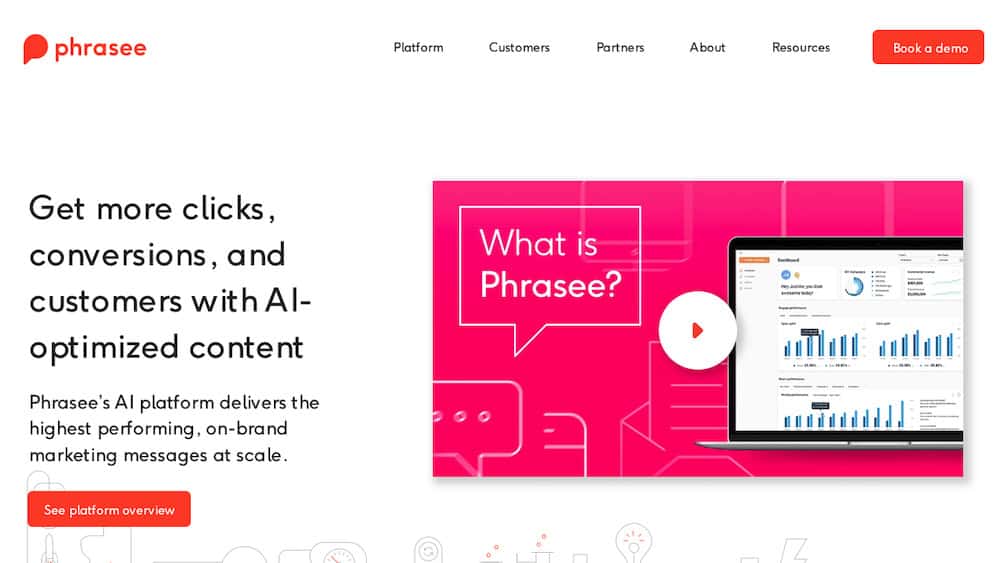 Phrasee ai copywriter homepage