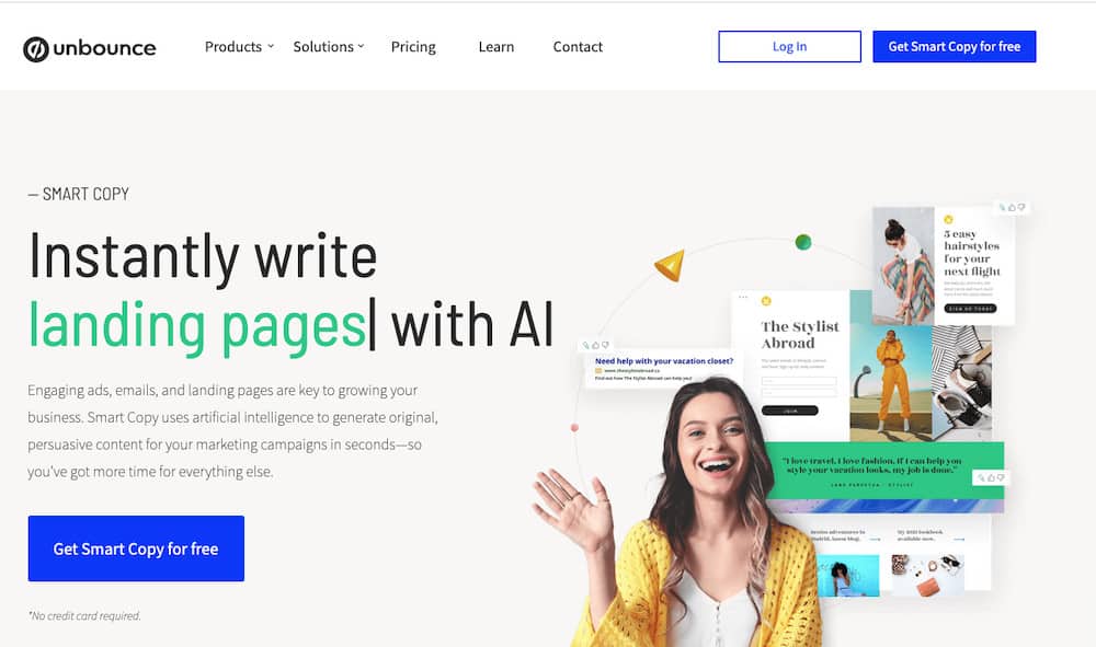 Smart Copy by unbounce  ai copywriter homepage