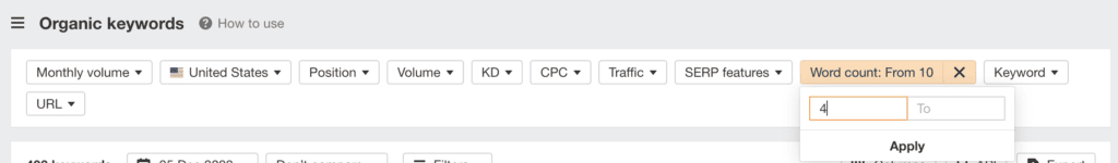 ahrefs long tail keyword search