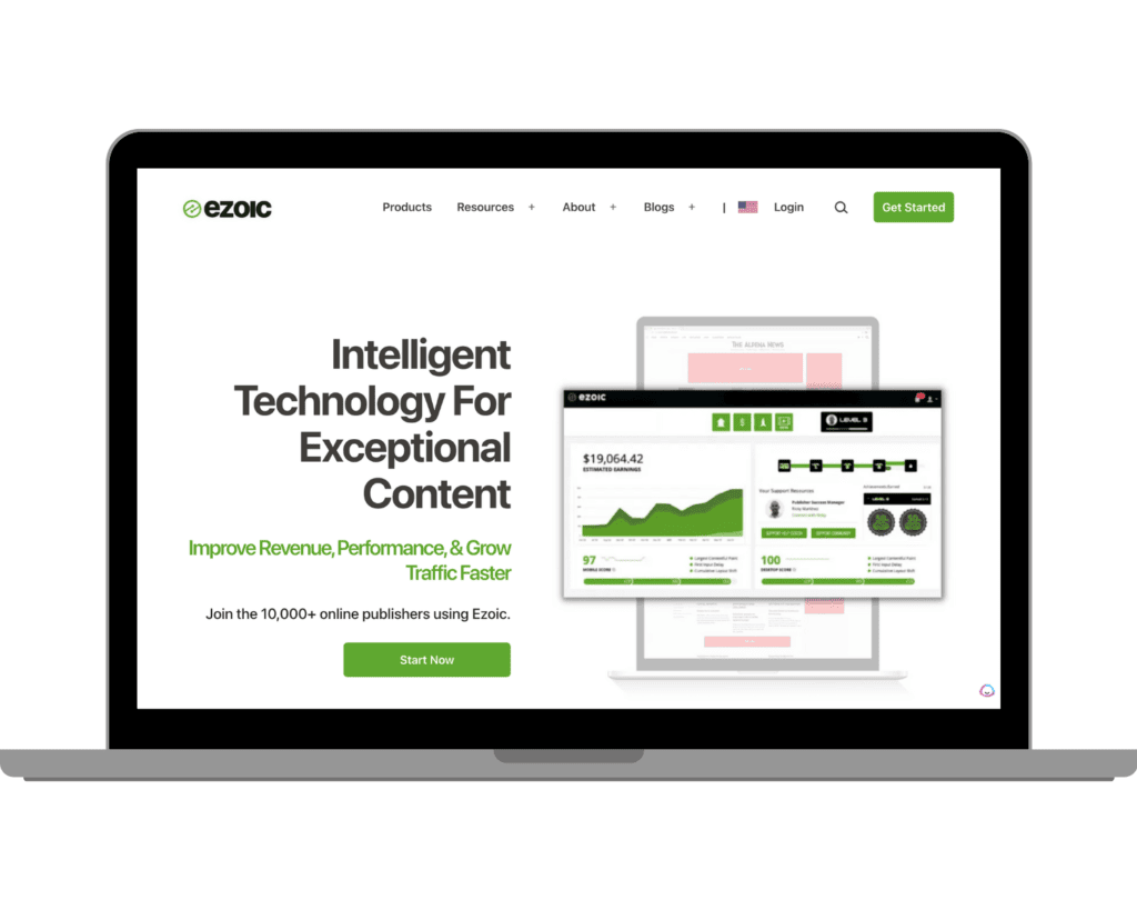 ezoic ads homepage