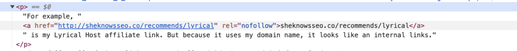 internal link inspect no follow