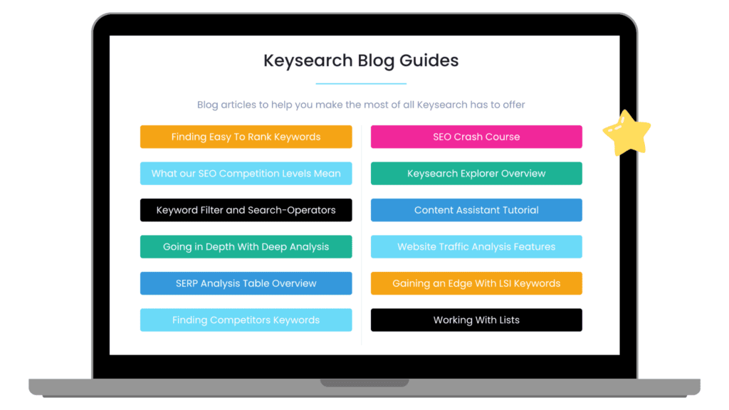 Display of Keysearch tutorial videos and walkthroughs for various SEO tools, ideal for educational content on SEO practices.