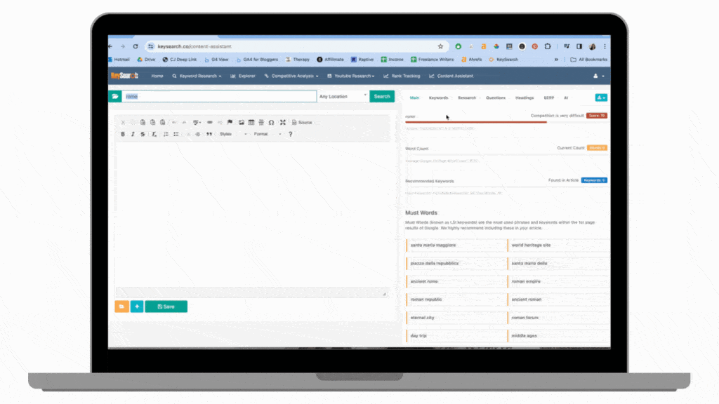 Video tutorial of using the content assistant function.