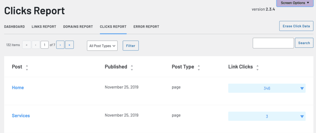 link whisper clicks report