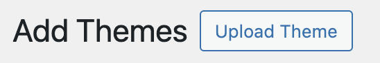 Screenshot of the "Add Themes" and "Upload Theme" button in the WordPress Dashboard. 